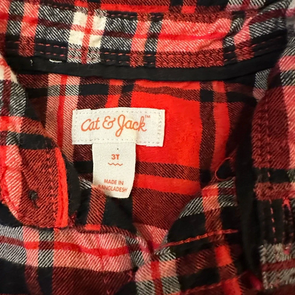 Cat & Jack Red and Black‎ Plaid Button Down Shirt